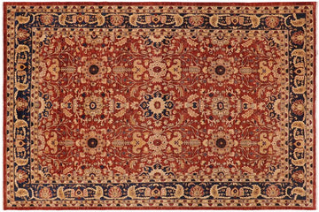 handmade Traditional Kafkaz Chobi Ziegler Rust Blue Hand Knotted RECTANGLE 100% WOOL area rug 10 x 14